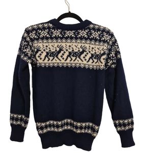 Vintage Dale of Norway Navy and White Reindeer Wool Size 35 (Men's XS)
